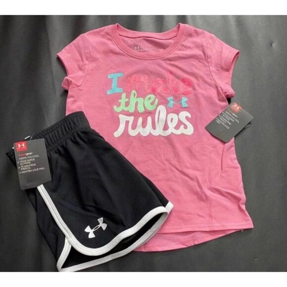 NWT Under Armour Glitter Athletic Set Girls Size 4 - Picture 1 of 4